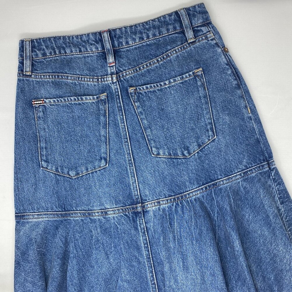 Alice + Olivia Donella High Low Blue Denim Skirt 25 - Picture 12 of 14